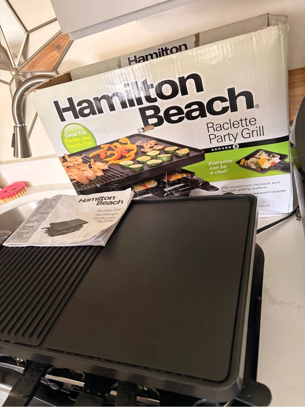 Hamilton Beach Raclette Party Grill Electric 1200W Nonstick Grill/Griddle EUC
